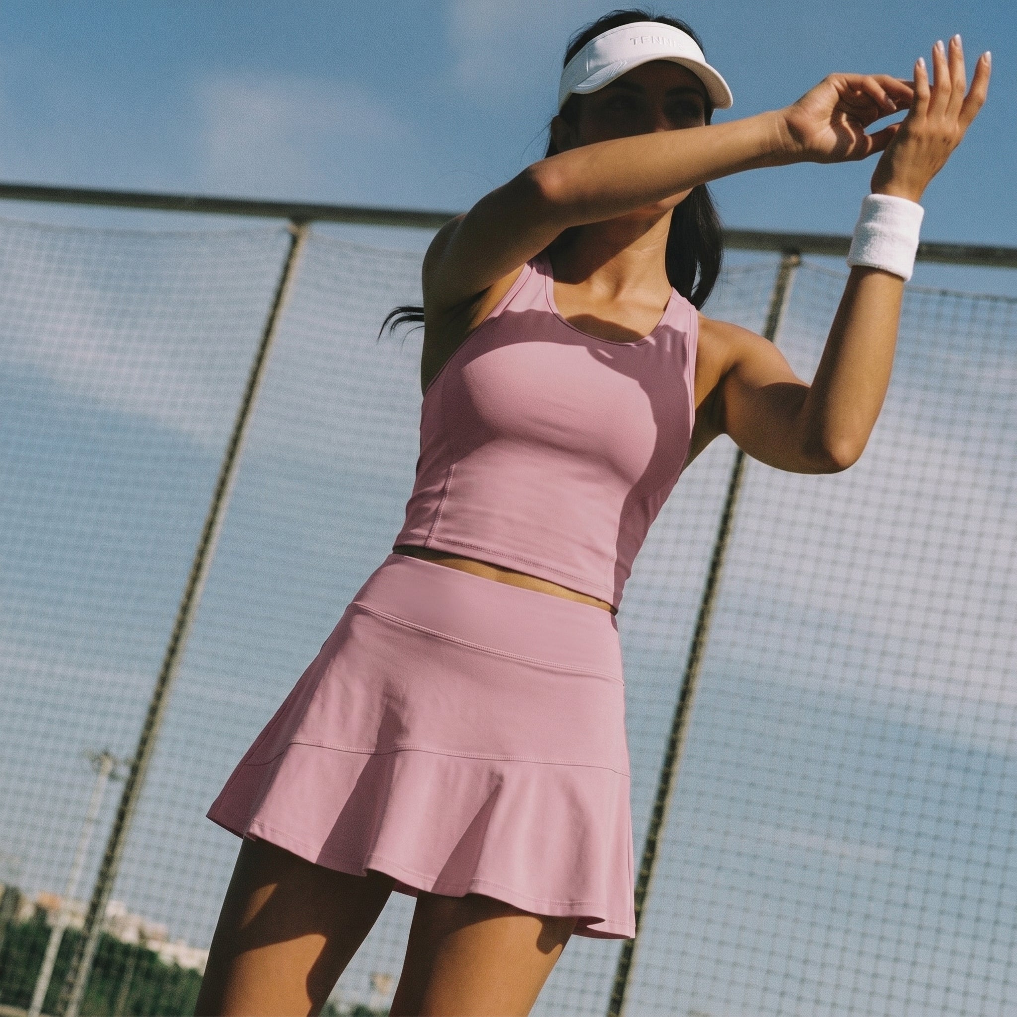 Save $8.9 Women 2 Piece pickleball Dress with Shorts Workout tennis Skirts with Pockets Athletic Dress