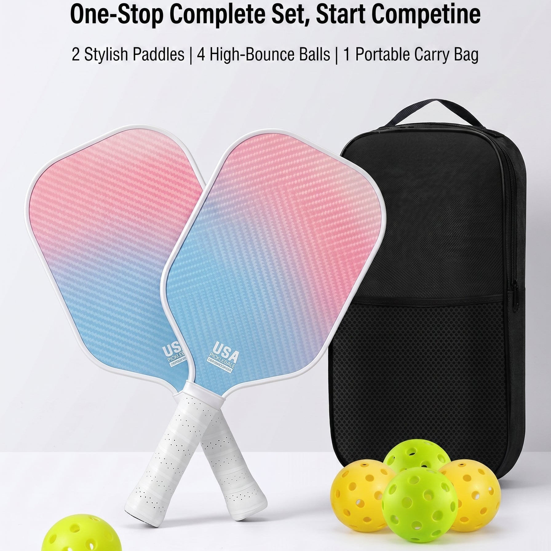 Premium T700 Carbon Fiber Pickleball Paddle Set – Lightweight Honeycomb Core, Gradient Macaron Collection