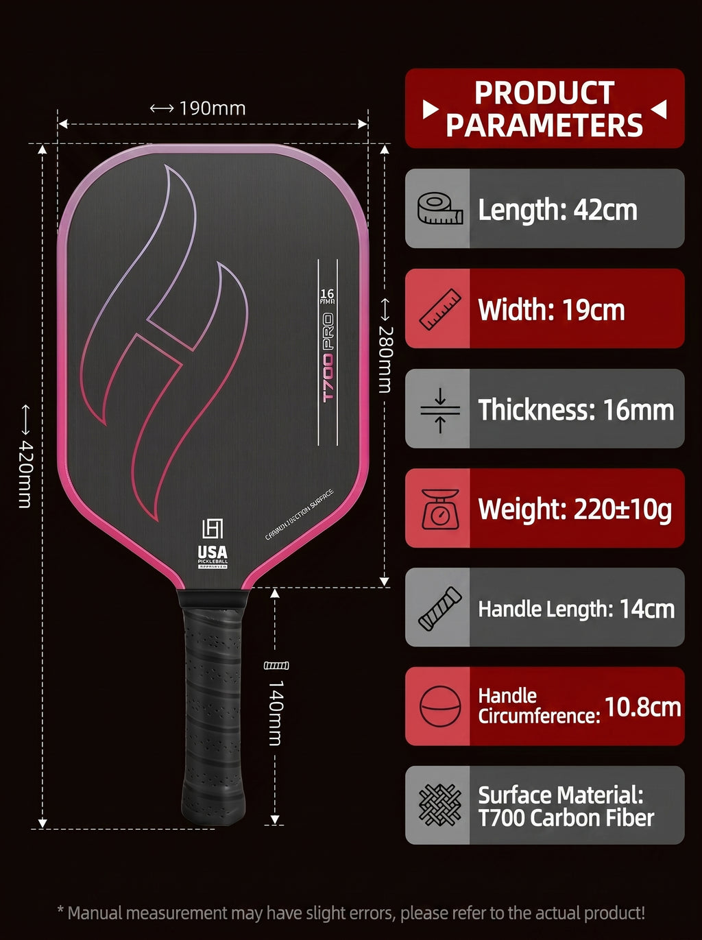 Premium T700 Carbon Fiber Pickleball Paddle Set – Lightweight Honeycomb Core, Gradient Macaron Collection