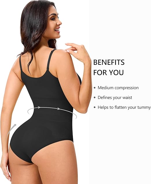 Women's Seamless Shapewear Bodysuit Tummy Control Body Shaper Waist Defining Body Suit