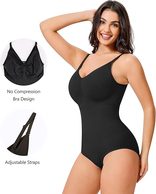 Women's Seamless Shapewear Bodysuit Tummy Control Body Shaper Waist Defining Body Suit
