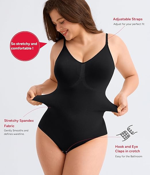 Women's Seamless Shapewear Bodysuit Tummy Control Body Shaper Waist Defining Body Suit