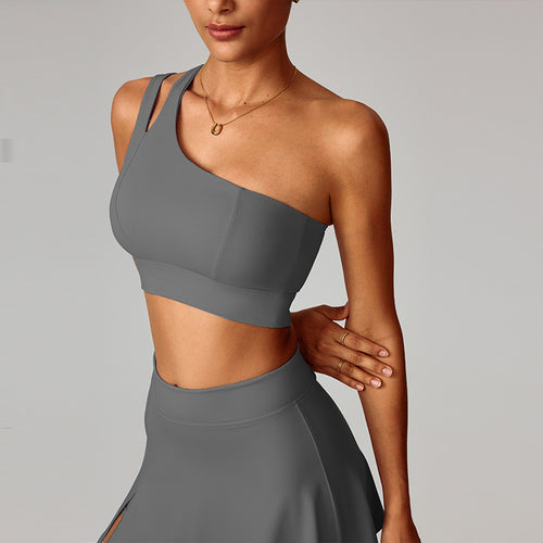 Court Club Luxe One-Shoulder Cut-Out Sports Bra - Cloud White