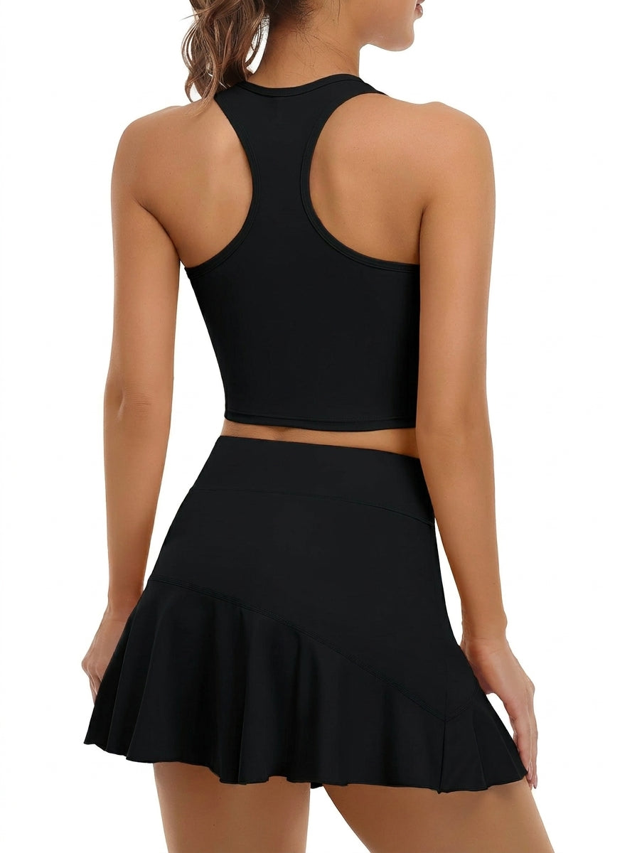 Save $8.9 Women 2 Piece pickleball Dress with Shorts Workout tennis Skirts with Pockets Athletic Dress