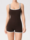 Save $8.9 Retro Contrast Trim Pickleball Unitard - One-Piece Sports Romper for Tennis & Fitness